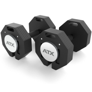 ATX® Octa-Dumbbells 2 x 24 kg - Mancuernas octagonales ajustables - soporte de almacenamiento incluido