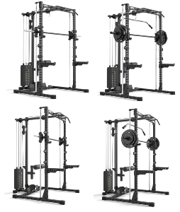 ATX® Set completo Half Rack 510 con multipress + estación de poleas con placas de peso de 100 kg  - Altura 196 cm