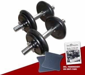Mancuernas de goma desmontables, 2 x 10 kg  