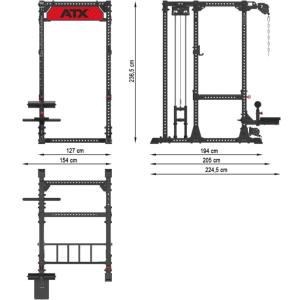 ATX® Jaula de potencia - Power Rack Set Completo 240 - con carga de discos de peso