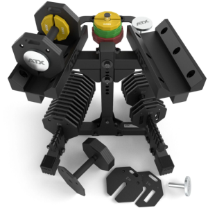 ATX® Octa-Dumbbells 2 x 36 kg - Mancuernas octagonales ajustables - soporte de almacenamiento incluido