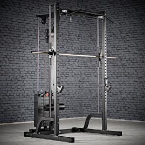 ATX® Máquina de musculación - Multipress tipo smith 30mm - con estación de poleas con placas de peso