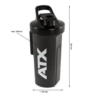 ATX® Shaker Black 1000 ml - botellero multifuncional con soporte magnético