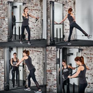 ATX® Máquina de musculación de pared con doble polea funcional - efecto espejo - 2 columnas de peso de 60 kg