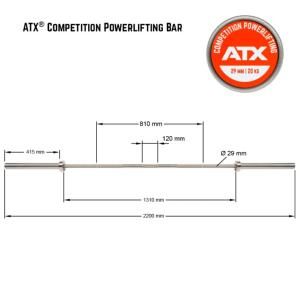 ATX® Barra olímpica de competición para Powerlifting - 220cm +800kg