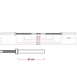 ATX® Barra olímpica, +700kg - 220cm, cromada, marcado central