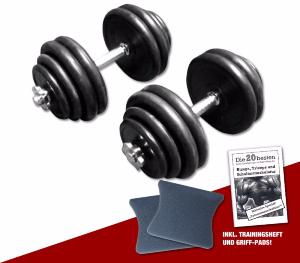Mancuernas de goma desmontables, 2 x 30 kg  