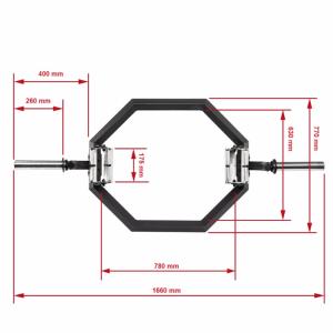 Barra hexagonal profesional de 50mm, con 3 agarres diferentes