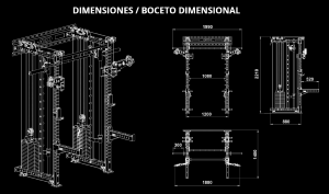 ATX® Estación de cruce de poleas con Multipower y 2 columnas de peso de 90kg - montaje en pared