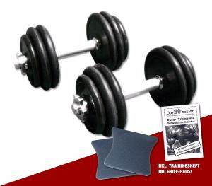 Mancuernas de goma desmontables, 2 x 15 kg  