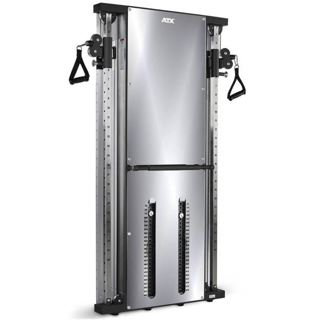 ATX® Máquina de musculación de pared con doble polea funcional - efecto espejo - 2 columnas de peso de 60 kg