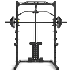 ATX® Set completo Half Rack 510 con multipress + estación de poleas con placas de peso de 100 kg  - Altura 196 cm