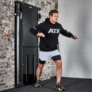 ATX® Máquina de musculación de pared con doble polea funcional - 2 columnas de peso de 60 kg