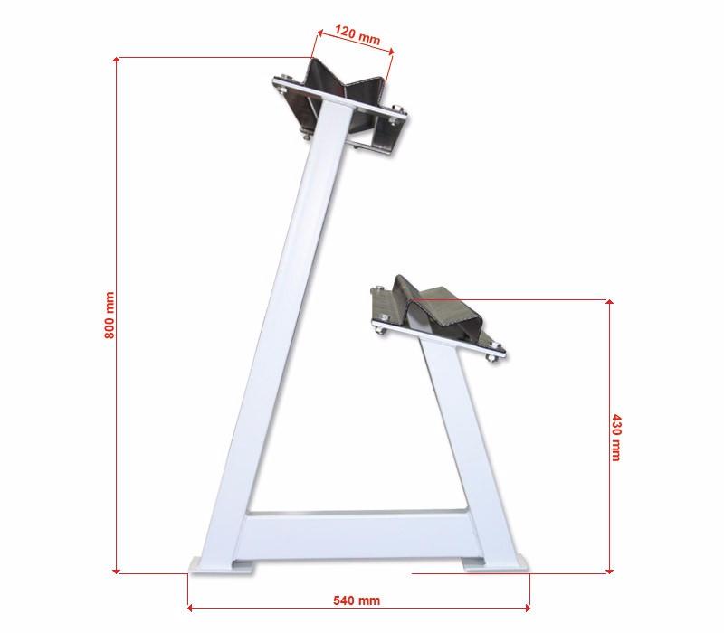 Estante mancuernas color blanco con bandejas de almacenamiento