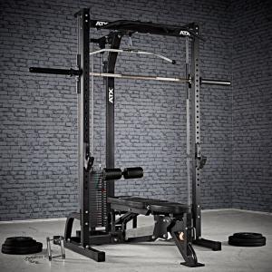 ATX® Máquina de musculación - Multipress tipo smith 30mm - con estación de poleas con placas de peso