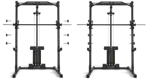 ATX® Set completo Half Rack 510 con multipress + estación de poleas con placas de peso de 100 kg  - Altura 196 cm