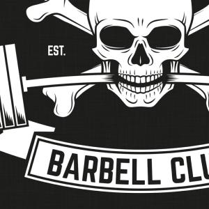 ATX® Banner 200 x 125 cm - Logotipo blanco de Barbell Club sobre fondo negro liso