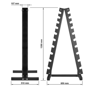Estante tipo pirámide para 10 pares de mancuernas