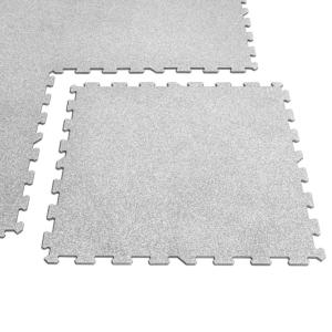 Placa de caucho tipo puzzle, placas de 956 x 956 x 8 mm, color gris/blanco
