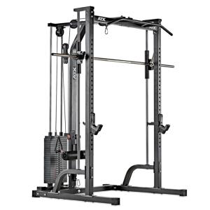 ATX® Máquina de musculación - Multipress tipo smith 30mm - con estación de poleas con placas de peso