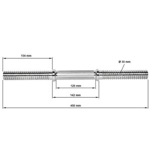 Barra de mancuerna -  30 mm x 450 mm, grabación de rosca - extra larga