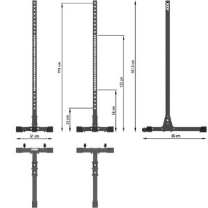 ATX® Free Stands 650 SD - agujeros con espaciado de corta distancia - Incluye un par de J-Hooks