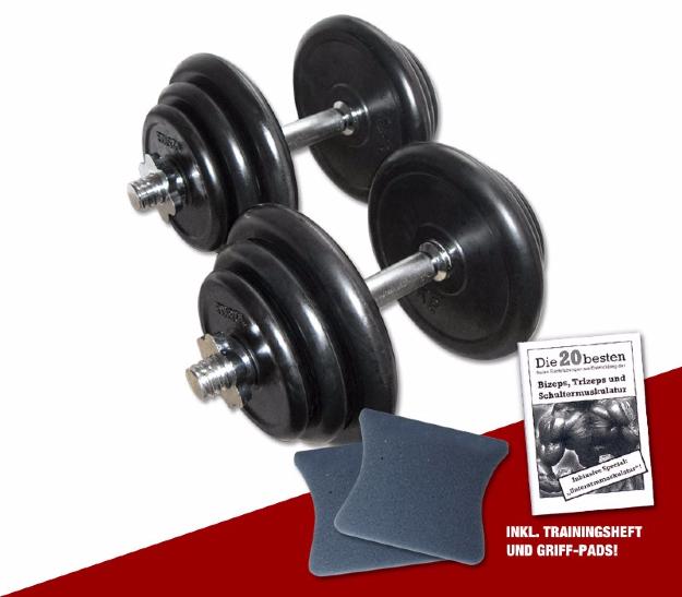 Mancuernas de goma desmontables, 2 x 20 kg 