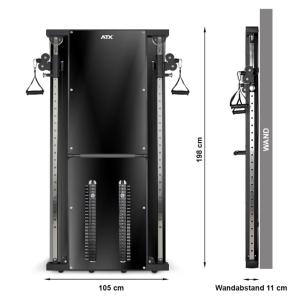 ATX® Máquina de musculación de pared con doble polea funcional - 2 columnas de peso de 60 kg