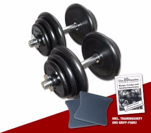 Mancuernas de goma desmontables, 2 x 20 kg 