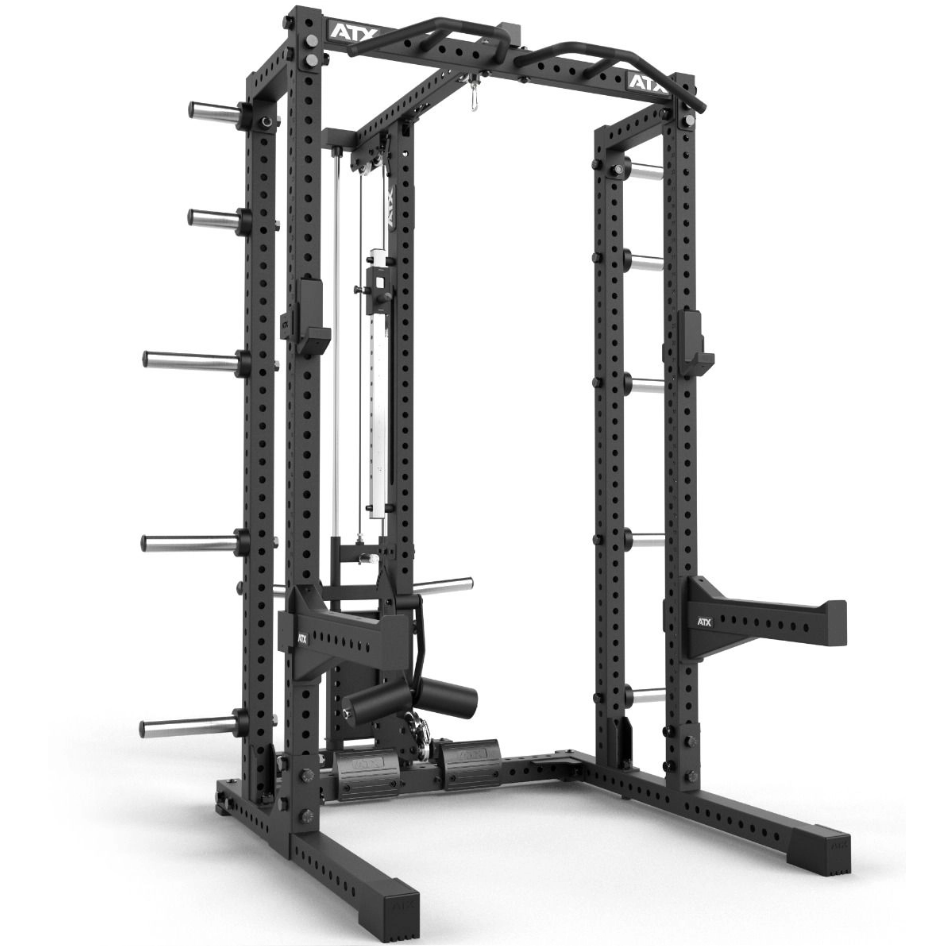 ATX® HALF RACK 780 con estación de poleas - carga con discos de peso + extensión de almacenamiento