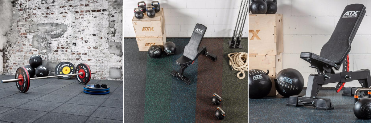 SUPERJARE Suelo de gimnasio de 0.79 pulgadas para gimnasio en casa, 6  azulejos de equipo de ejercicio con parte superior de goma, azulejos de  goma