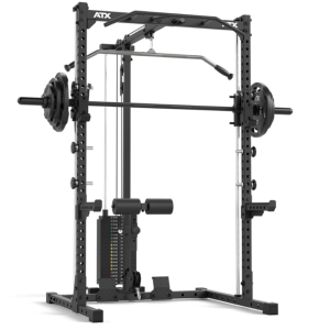 ATX® Set completo Half Rack 510 con multipress + estación de poleas con placas de peso de 100 kg  - Altura 196 cm