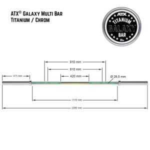 ATX® Galaxy Multi Bar - Barra olímpica -Titanio / Cromo