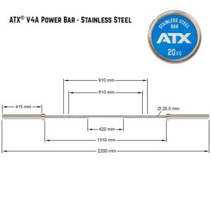 ATX® V4A - Barra olímpica, acero inoxidable