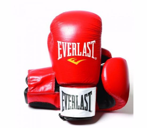 Guantes de boxeo Everlast "Fighter" rojos de cuero, de 10, 12, 14 y 16 oz  