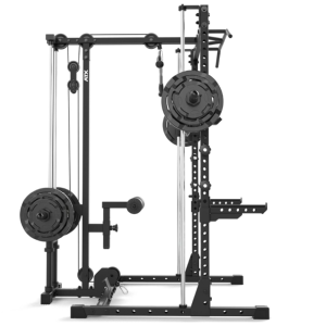 ATX® Set completo Half Rack 510 con multipress + estación de poleas con discos de peso  - Altura 196 cm
