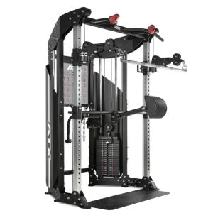 ATX Estacin de traccin por cable: extra ancha con 2 columnas de pesas enchufables de 90 kg y accesorios.