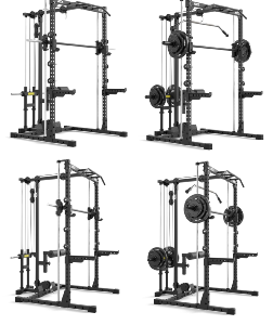 ATX® Set completo Half Rack 510 con multipress + estación de poleas con discos de peso  - Altura 196 cm