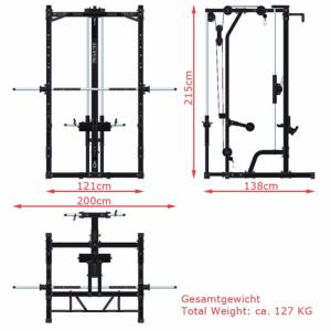 ATX® Máquina de musculación - Multipress tipo smith 30mm - con estación de poleas