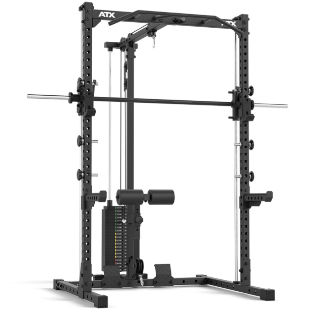 ATX® Set completo Half Rack 510 con multipress + estación de poleas con placas de peso de 100 kg  - Altura 196 cm