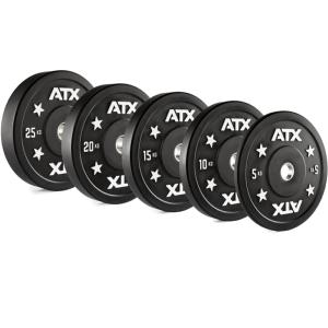 ATX® Discos de peso de caucho parachoques, 50mm, con logo en blanco