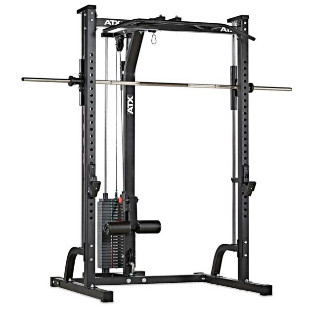 ATX® Máquina de musculación - Multipress tipo smith 30mm - con estación de poleas con placas de peso