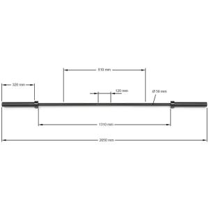 Barra olímpica de 50 mm x 205 cm - 250kg, color negro