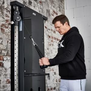 ATX® Máquina de musculación de pared con doble polea funcional - 2 columnas de peso de 60 kg